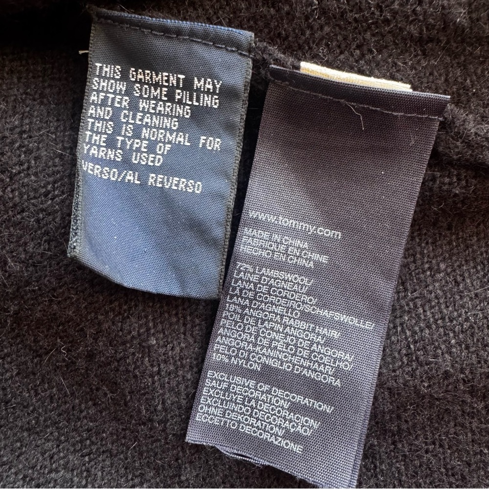 Tommy Hilfiger Lambswool & Angora Wool Double-Breasted Trench Coat Black Size M - Picture 8 of 8